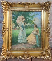 Nagy Vilmos (1874 - 1953) Nyári Idill a Réten c. festménye Eredeti Garanciával!!