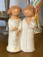 ASZK, ANTALFINÉ SZENTE KATALIN, LÁNYOK PÁRBAN, RETRO KERÁMIA SZOBOR 24 CM