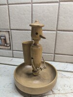 Retro  bohóc fabábú fajáték, hamutál?  Pinokkió 23 cm eladó!