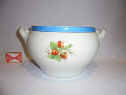 Antik, vastag falú eper, szamóca mintás komatál, leveses tál