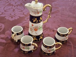 Limoges francia porcelán kupicák, pálinkás pohár kiöntővel