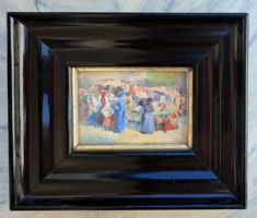 Piaci jelenet, cca. 1920 - azonosítatlan szignó, az Ernst Múzeum raglapjával