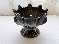 Üveg madaras galambos kínáló asztalközép tál STS Abel Zagreb art deco 1930-40 m:15,5cm