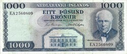 1000 krónur korona 1961 marz 29. Izland 2.