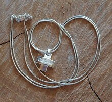 Kétsoros ezüst Fossil kígyólánc dupla egyenlő szárú kereszt medállal