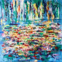 Tavirózsa sorozat. Water Lily art by Konrad Biro 60x60 cm olaj, vászon.