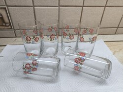 Retro piros virágos  üdítőpohár 6 db  eladó!