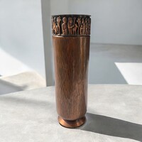 Teván Margit gyönyörű art deco ritkább méretű réz váza 1930-as évekből