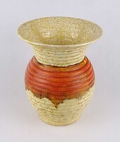 1X325 Antik sárga - narancssárga Hollóházi Szakmáry art deco kerámia váza 19.5 cm