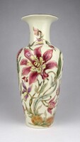 1W993 Orchideás vajszínű Zsolnay porcelán váza 27 cm