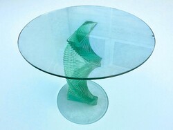 OLASZ DESIGN ÜVEGASZTAL - vintage retro modern kerek üveg asztal