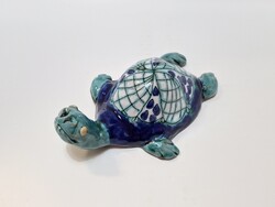 Morvay Zsuzsa kerámia figura, teknős, 16,5 cm