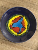 Retro falitányér – absztrakt mázas dekor 25cm