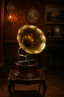 Klasszikus antik stílusban készült tölcséres gramofon