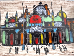 Olasz kerámia, Velencei Dózse palota, tüzzománc hatású tál ( nem kicsi!)