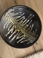 Retro falitál – absztrakt mázas dekor 24cm