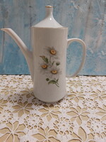 Alföldi margarétás porcelán, arany szélű kávéskanna, kávékiöntő, kiöntő
