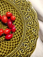 Mázas,- kerámia tányérka - " olíva pompában