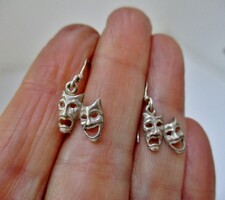 Különleges kézműves  színházi maszkok ezüst fülbevaló