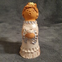 Antalfiné Szente Katalin kerámia angyal gyertyatartó 16 cm