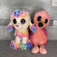 Ty Beanie Boos Gilda flamingó és Rainbow kutyus plüss állatok
