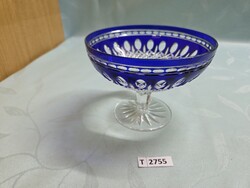 T2755 Ajka Kristály kobaltkék kínáló tál 15,5 cm