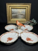 Gyönyörű, kézzel festett herendi Appony mintás 4-részes madaras kínáló, hibátlan.