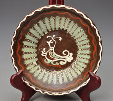 Népi Sárközi fajdkakasos falitál, Kaposvár jelzéssel.