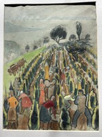 Bor Pál (1889-1982): Badacsonyi szüret, 1960 körül