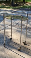 Retro vintage fém krómozott üveglapos zsúrkocsi kis asztal