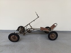 Antik játék retro autó gyerek gokárt jármű krómozott fém gokart 954 3235