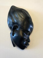 EGZOTIKUS LÁNY FEJ, FALIMASZK, NÉMET RETRO FEKETE FALIKÉP 20.5 CM