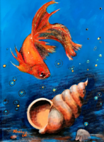 Aranyhal  - akrilfestmény- 40 x 30 cm