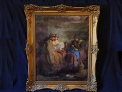 Takách Jenő (1888 - 1956): " Vendég"  c. műve, 100 x 80 cm,  kiváló állapotban, keretben