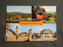 Képeslap,Németország,NDK,Augustusburg,fogaskerekű sikló,városi látkép,részlet,1985-