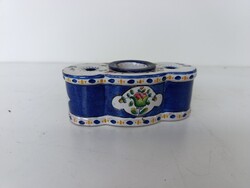 Antik tintatartó ónmázas fajansz biedermeier tinta toll és tartó edény kivehető betéttel írószer 618