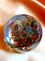Vintage, Bohemia dekoratív üveggömb  asztaldísz, levélnehezék.