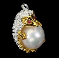 Valodi 12mm Gyöngy Rubin Süni 925 Ezüst Medál