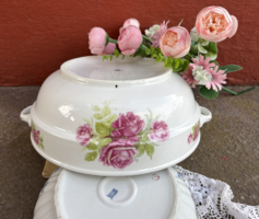 2fülű virágos Rózsás MZ Altrohlau füles pogácsás pogácsástál levesestál paraszttál  paraszti komatál