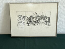 Müller Árpád: Söröslovak rézkarc (K0025)