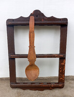 Kanalas, fali kanáltartó faragott fa szedőkanállal