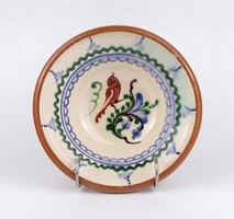1X125 BANGA SNÉ jelzett vásárhelyi madaras kerámia falitányér 19.5 cm