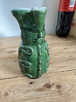 Zöld mázas  Miska kancsó 20cm