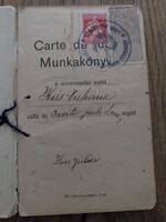 Varrósegéd munkakönyv az1920-as évekből, papírrégiség, román-magyar nyelvű régi dokumentum