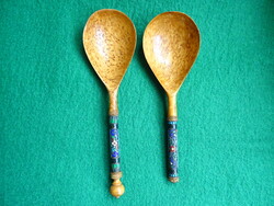 Antik Orosz 84 Zlatnikos zománc nyelű kanalak Kokosnyik fémjellel