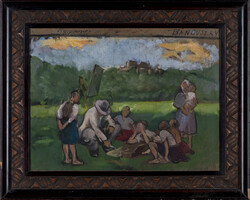 Bánovszky Miklós (1895-1995): Kompozíció- olajfestmény 43,5 x 58 cm