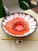 Jelzett,retro, iparművészeti,nagyméretű Laborcz Mónika kerámia  falitál horoszkópos falitányér 36cm.