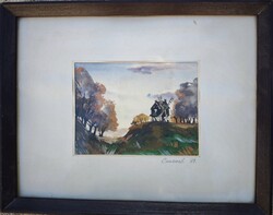 Tájábrázolás gouache tempera - hagyatékból származó
