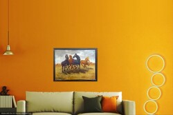 Vágtató lovak. 80x60cm-es gynyörű régi kép új keretben.80x60 cm+a keret. Céges számla is kérhető.