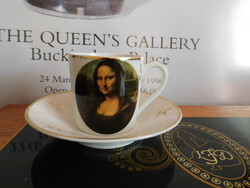 Limoges-i kávés (mokkás) szett Mona Lisa portréjával